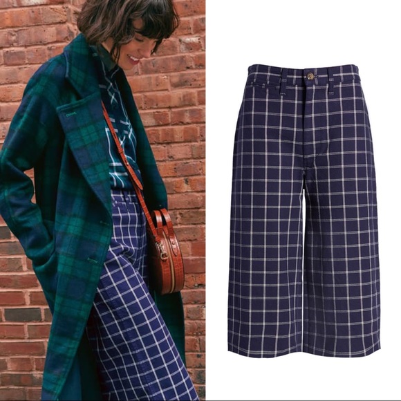 MADEWELL Emmett Windowpane Cropped Wide Leg Pants - Picture 2 of 7